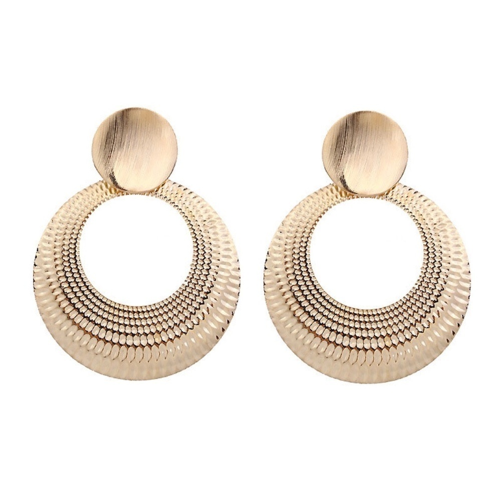 *ASTRID* Gold Round Fashion Dangle Earrings